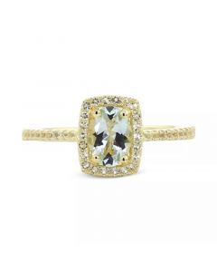 Aquamarine (1-1/4 ct. t.w.) & White Topaz (1/5 ct. t.w.) Halo Ring in Gold-Plated Sterling Silver (Also in Tanzanite & Morganite)