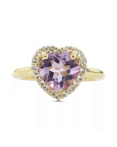 Pink Amethyst (3 ct. t.w.) & White Topaz (1/3 ct. t.w.) Heart Halo Ring in Gold-Plated Sterling Silver (Also in Amethyst & Garnet)