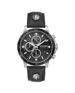 Men's Chronograph Quartz Bicocca Black Textured Leather Strap 46mm