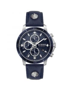 Men's Chronograph Quartz Bicocca Blue Textured Leather Strap 46mm