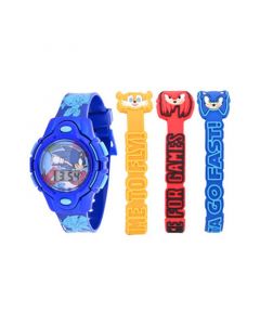 Kids Unisex Sega Sonic the Hedgehog Blue Silicone Strap Watch 35.5mm Set