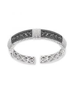 Diamond Cuff Bangle Bracelet (1/4 ct. t.w.) in Sterling Silver & Black Rhodium-Plate