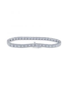 Diamond Square Link Tennis Bracelet (1 ct. t.w.) in Sterling Silver