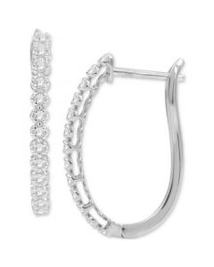 Diamond Oval Hoop Earrings (1/4 ct. t.w.) in 10k Gold