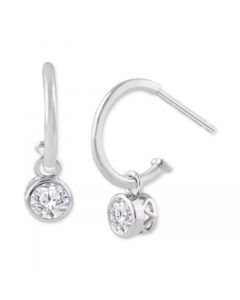 Diamond Bezel Dangle Hoop Earrings (1/2 ct. t.w.) in 14k Gold