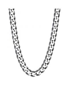 Men's Curb Link 22" Chain Necklace (6-1/4mm) in Sterling Silver & Black Ruthenium-Plate