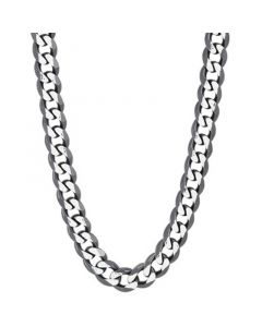 Men's Curb Link 22" Chain Necklace (8mm) in Sterling Silver & Black Ruthenium-Plate