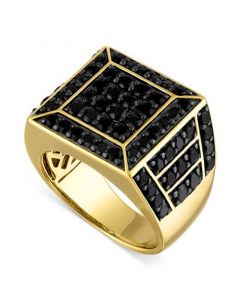 Black Spinel Square Cluster Ring (4 ct. t.w.) in 18k Gold-Plated Sterling Silver, Created for Macy's