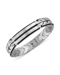 Black Diamond Chevron Link Bracelet (1/4 ct. t.w.) in Stainless Steel, Created for Macy's