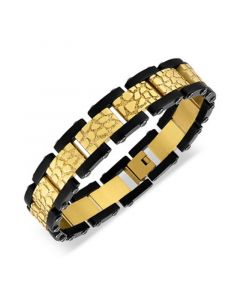 Nugget Link Bracelet in Gold-Tone & Black Ion-Plated Stainless Steel, Created for Macy's