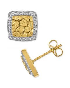 Diamond Nugget Stud Earrings (1/5 ct. t.w.) in Gold-Tone Ion-Plated Stainless Steel, Created for Macy's