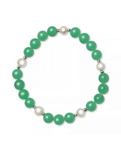 Dyed Green Jade, Cultured Freshwater Pearl (8mm) & Hematite Stretch Bracelet (Also in Lavender Jade, Red Jade, Charcoal Jade, & Ginger Jade)