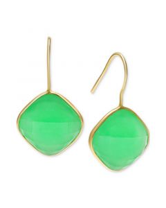 Dyed Green Jade Drop Earrings in 14k Gold-Plated Sterling Silver