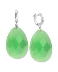 Dyed Green Jade Drop Earrings in Sterling Silver