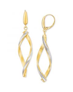 Satin Twist Drop Earrings in 14K Two-Tone Gold