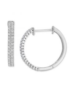 Diamond Oval Hoop Earrings (1/2 ct. t.w.) in 14k White Gold