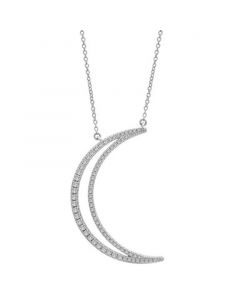 Diamond Crescent Moon Pendant Necklace (1/2 ct. t.w.) in 14k White Gold, 17" + 2" extender, Created for Macy's