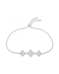 Diamond Clover Bolo Bracelet (1/2 ct. t.w.) in Sterling Silver, Created for Macy's