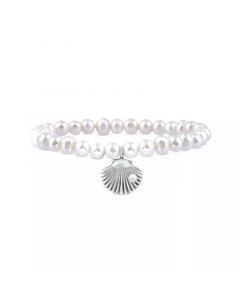 Cultured Freshwater Pearl (6mm) Shell Dangle Stretch Bracelet, Created for Macy's