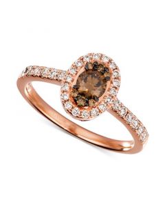 Chocolate Diamond & Nude Diamond Halo Ring (5/8 ct. t.w.) in 14k Rose Gold