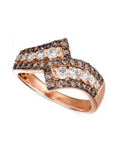 Chocolate Diamond & Nude Diamond Bypass Ring (1 ct. t.w.) in 14k Rose Gold