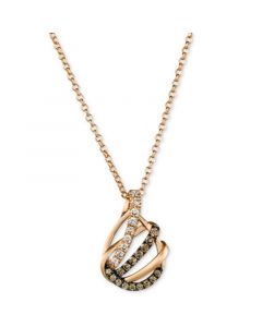 Chocolate Diamond & Nude Diamond Swirling Teardrop 18" Pendant Necklace (3/8 ct. t.w.) in 14k Rose Gold