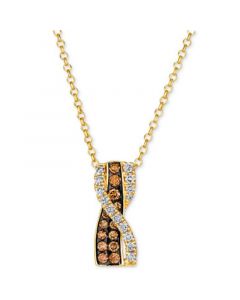 Chocolate Diamond & Nude Diamond Crossover 18" Pendant Necklace (5/8 ct. t.w.) in 14k Gold