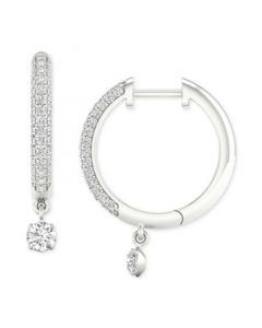 Diamond Dangle Hoop Earrings (3/4 ct. t.w.) in 10k White Gold