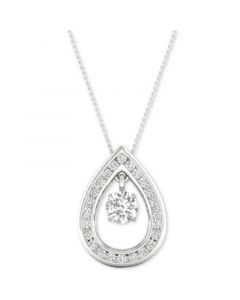 Diamond Orbital Teardrop Halo Pendant Necklace (1/3 ct. t.w.) in 10k White Gold, 16" + 2" extender