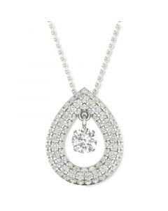 Diamond Orbital Multi Halo Teardrop Pendant Necklace (1/2 ct. t.w.) in 10k White Gold, 16" + 2" extender