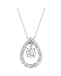 Diamond Orbital Halo Teardrop Pendant Necklace (1/4 ct. t.w.) in 10k White Gold, 16" + 2" extender