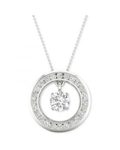 Diamond Orbital Halo Pendant Necklace (1/3 ct. t.w.) in 10k White Gold, 16" + 2" extender