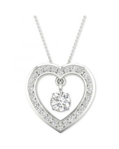 Diamond Orbital Heart Halo Pendant Necklace (1/3 ct. t.w.) in 10k White Gold, 16" + 2" extender