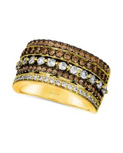 Chocolate Diamond & Nude Diamond Multirow Statement Ring (1-1/2 ct. t.w.) in 14k Gold