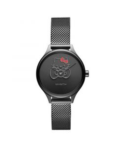 Women's Hello Kitty Black Stainless Steel Mesh Bracelet Watch 30mm