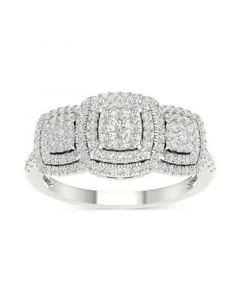 Diamond Triple Halo Cluster Ring (1/2 ct. t.w.) in 10k White Gold