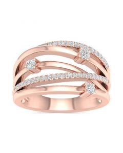 Diamond Multirow Crossover Statement Ring (1/3 ct. t.w.) in 10k Rose Gold