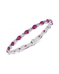 Ruby (10-3/4 ct. t.w.) & White Topaz (2 ct. t.w.) Pear Tennis Bracelet in Sterling Silver