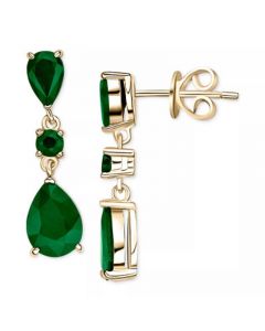 Emerald Pear Double Drop Earrings (1-5/8 ct. t.w.) in Gold-Plated Sterling Silver (Also in Ruby & Sapphire)