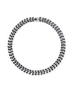 Black Sapphire (92-1/4 ct. t.w.) & Diamond Accent Triple Row 18" Collar Necklace in Sterling Silver