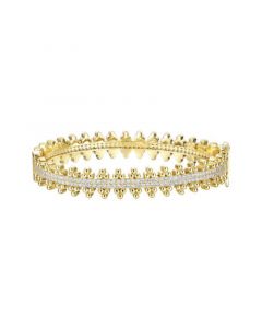 14k Gold Plated Sterling Silver with Cubic Zirconia Beaded Cluster Link Tennis Bracelet