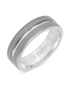 Men's Sandblast Double Row Wedding Band in Gray Tungsten Carbide