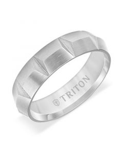 Men's Carved Comfort Fit Wedding Band in Gray Titanium