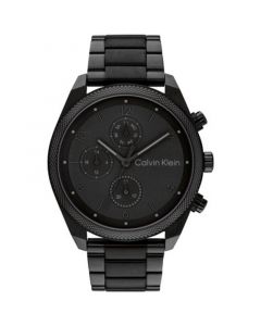 Men's Multifunction Black Stainless Steel Bracelet Watch 44mm