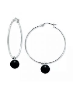 Cultured Freshwater Pearl Wire Hoop Earrings in Sterling Silver (Also in Dyed Howlite & Onyx), Created for Macy's