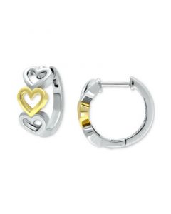 Open Hearts Small Huggie Hoop Earrings in Sterling Silver & 18k Gold-Plate, 1/2", Created for Macy's