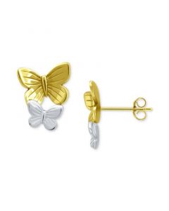 Double Butterfly Stud Earrings in Sterling Silver & 18k Gold-Plate, Created for Macy's