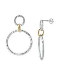 Polished Interlocking Circle Drop Earrings in Sterling Silver & 18k Gold-Plate, Created for Macy's