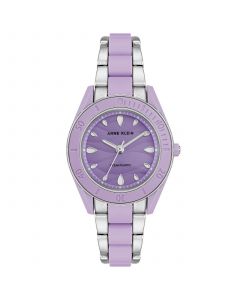 Women's Solar Silver-Tone and Lavender Oceanworks Plastic Watch, 32mm