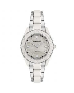 Women's Solar Silver-Tone and White Oceanworks Plastic Watch, 32mm